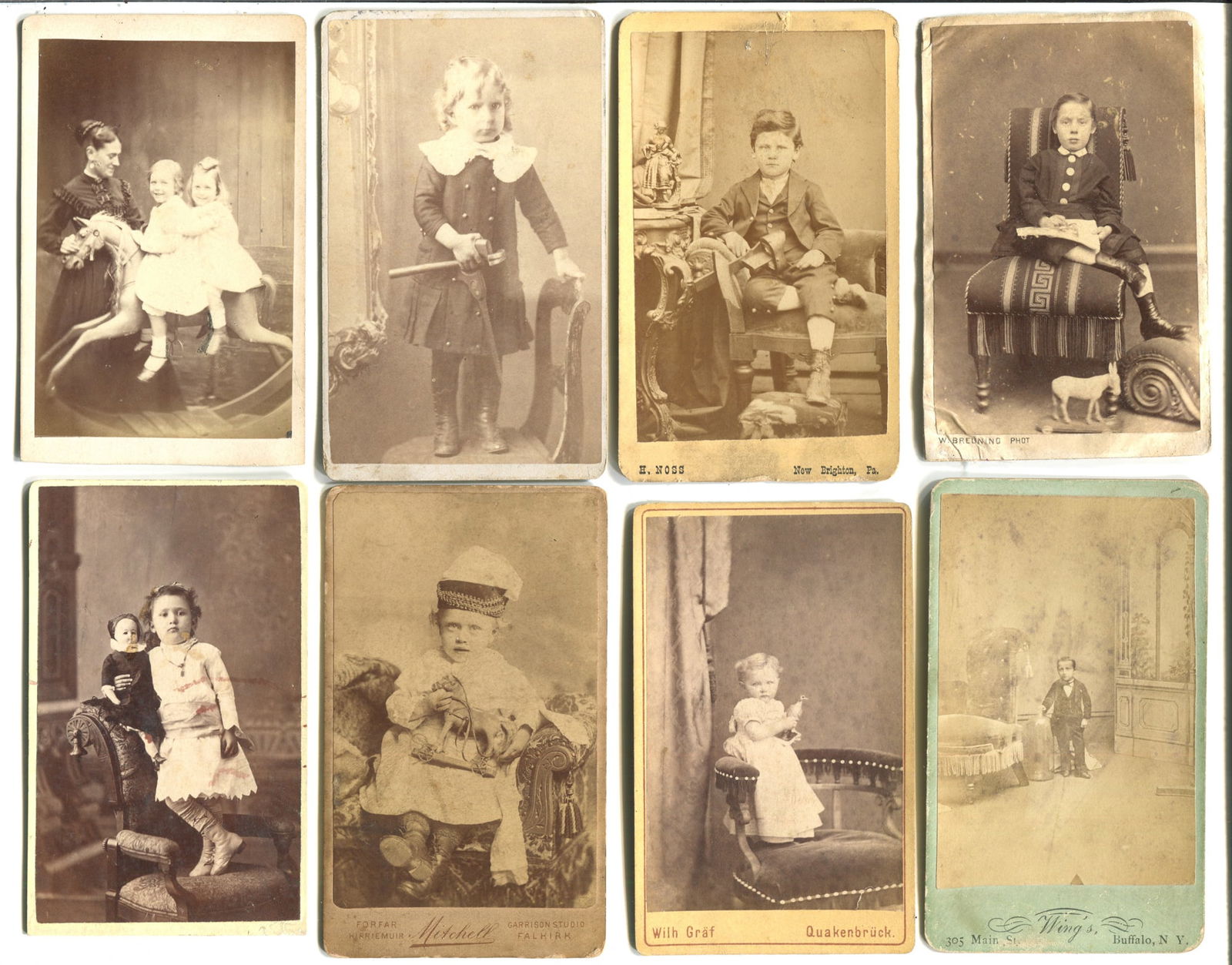 Collection of 8 CDVs of Children with Their Toys (1 of 2)