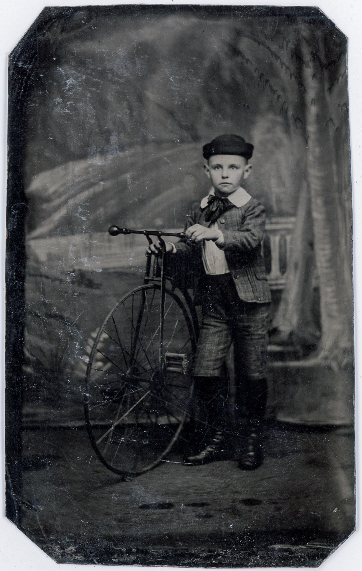 Tintype of High-Wheeled Bicycle with Pedals (1 of 1)