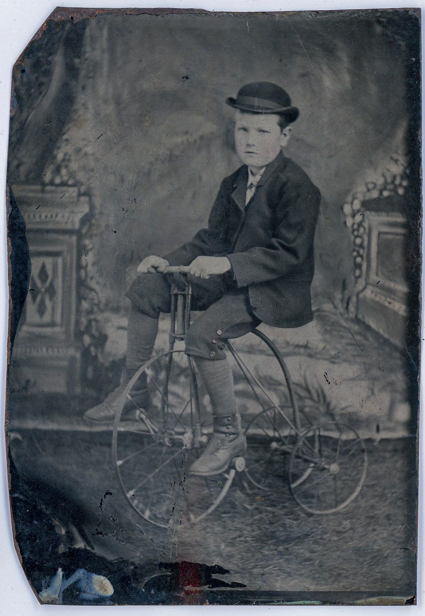 Tintype of Boy on Studio Prop Tricycle (1 of 1)