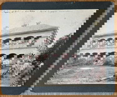 Siege of Peking: Sandbagged British Legation, 1900: Striking large-format silver gelatin photograph by C.A. Killie, documenting the British Legation compound in Peking (Beijing) immediately following the 1900 Boxer Rebellion siege. The print, measuring
