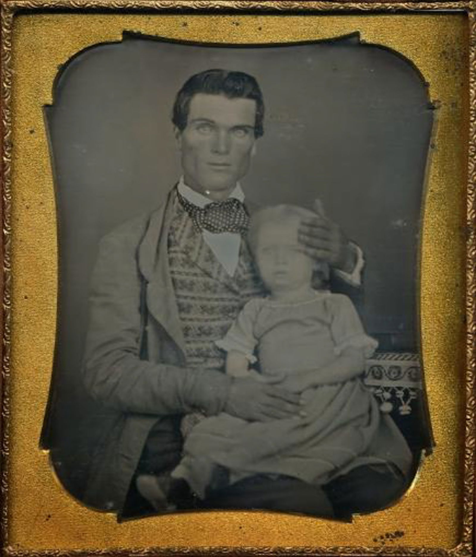 Quarter Plate Daguerreotype of Wide-Eyed Man with Child (1 of 1)