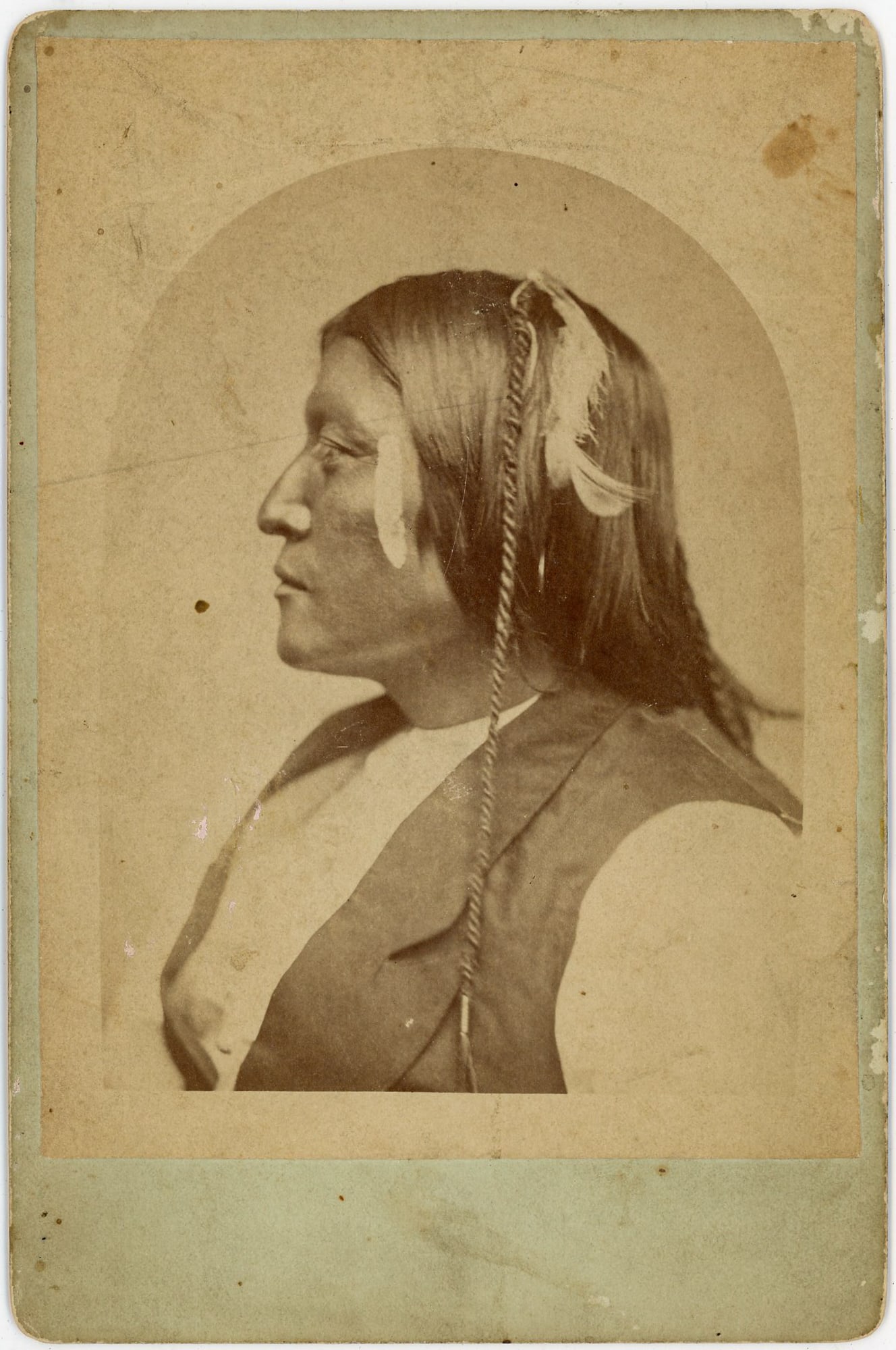 Native American Otter Belt, Kiowa Warrior, Cabinet Card by Bliss (1 of 2)