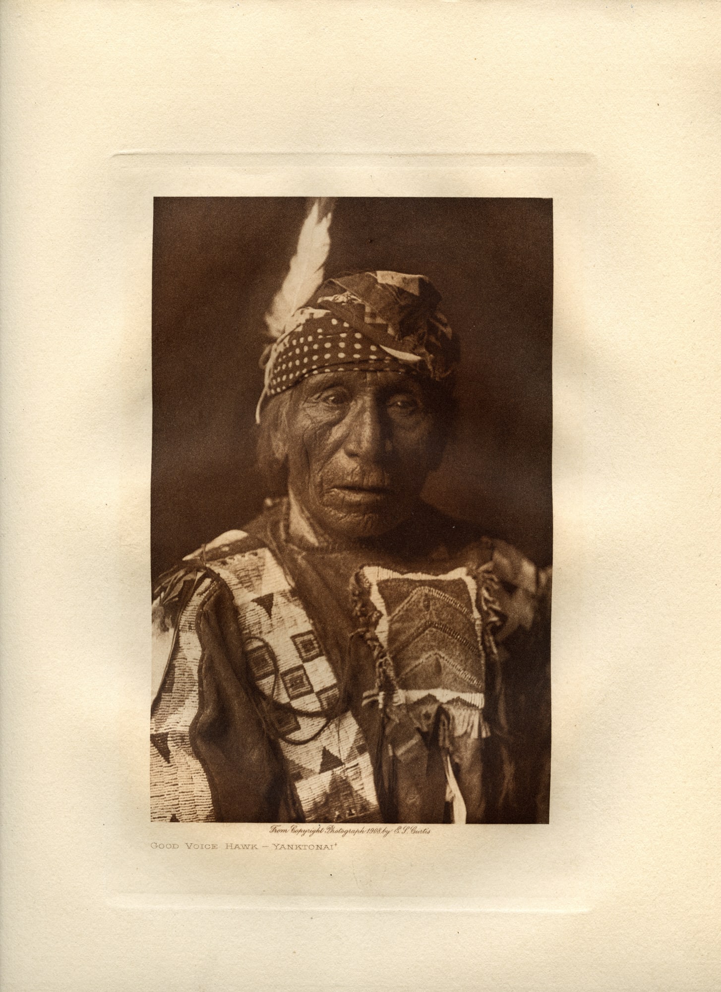 Good Voice Hawk – Yanktonai – 1908 Photogravure by Edward S. Curtis (1 of 1)