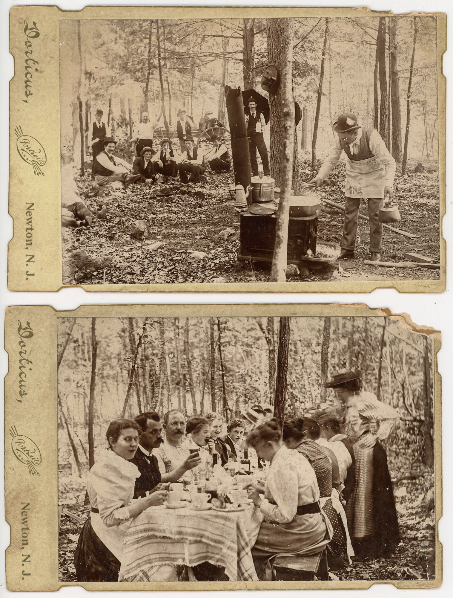 Two Cabinet Cards of Turn-of-the-Century Picnic in Newton, New Jersey (1 of 3)