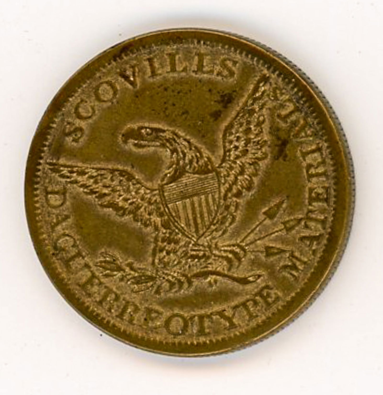 Scovill Daguerreotype Materials Advertising Token, New York, c. 1850s (1 of 2)