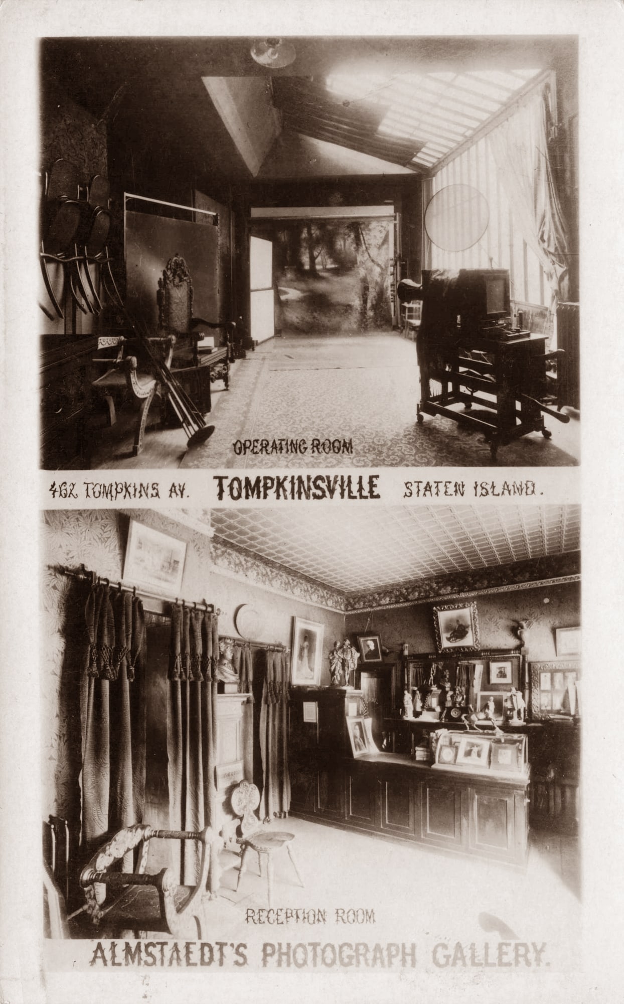 Interior of Almstaedt’s Photograph Gallery, Postcard, Staten Island (1 of 2)