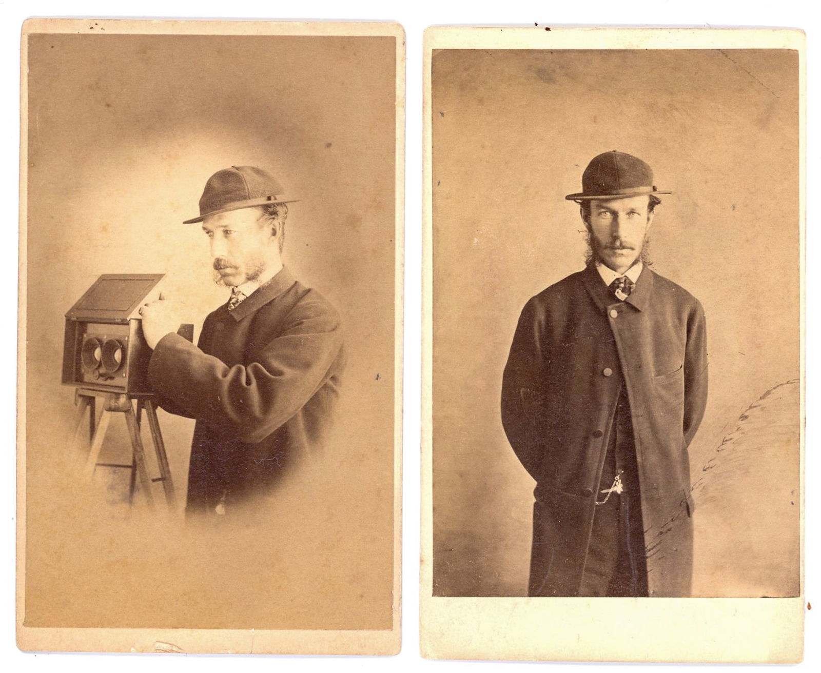Pair of CDVs, Photographer with Stereo Camera, Robert S. Sturgis (1 of 4)