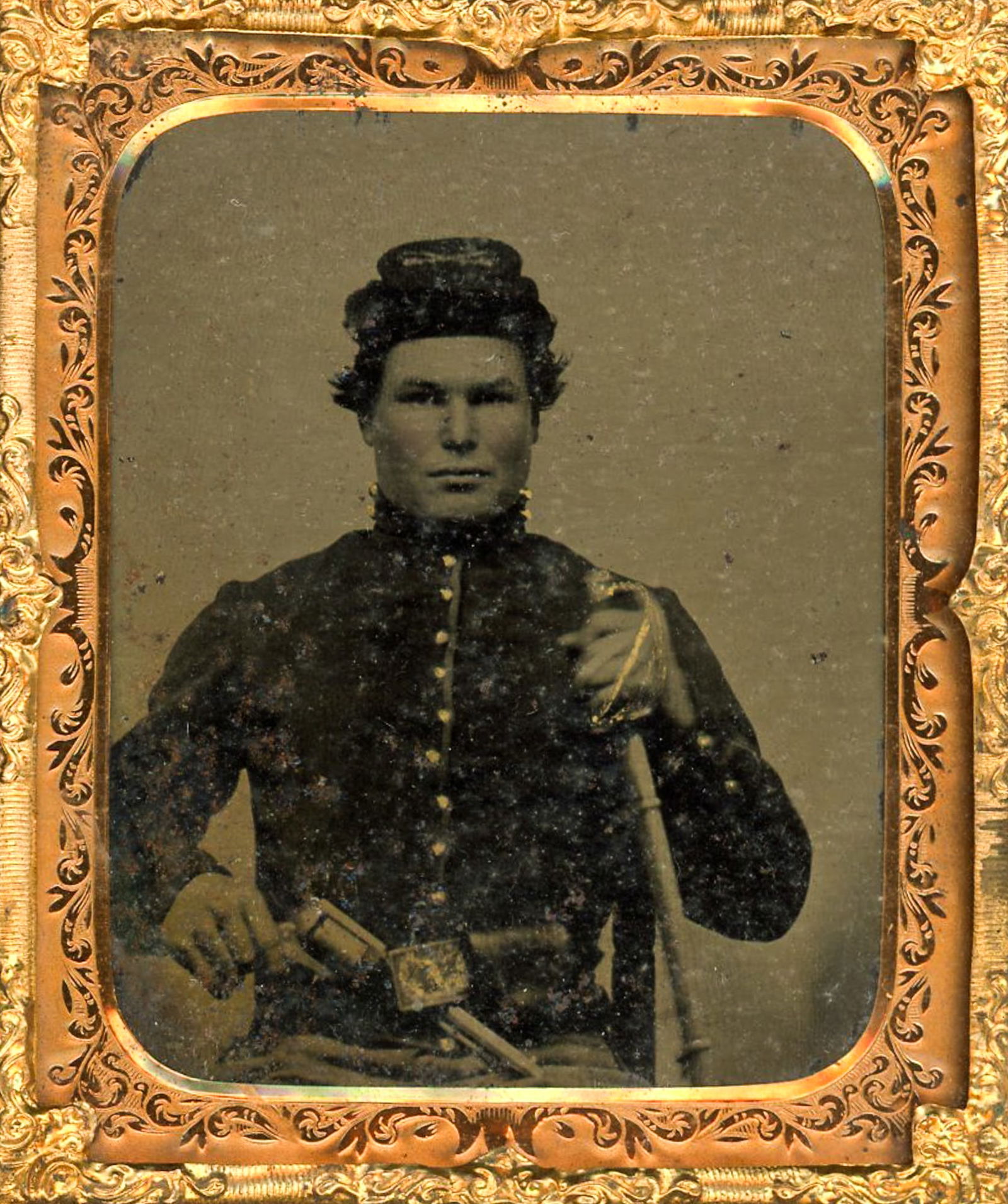 Cased Tintype Portrait of Armed Civil War Soldier (1 of 1)