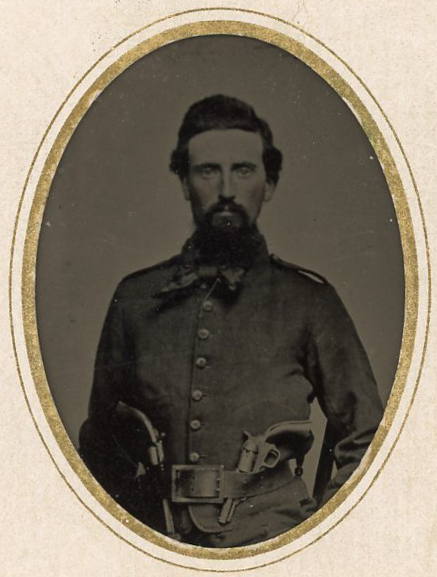 Tintype Portrait of Double Armed Confederate Soldier Henry C. Morris, KIA (1 of 3)