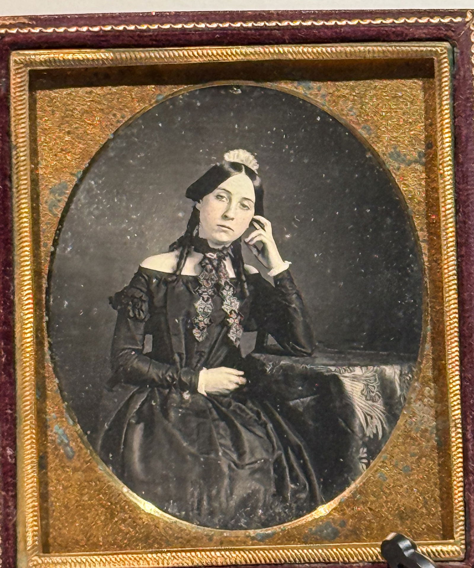 Daguerreotype Portrait of a Young Woman in Contemplative Pose (1 of 4)