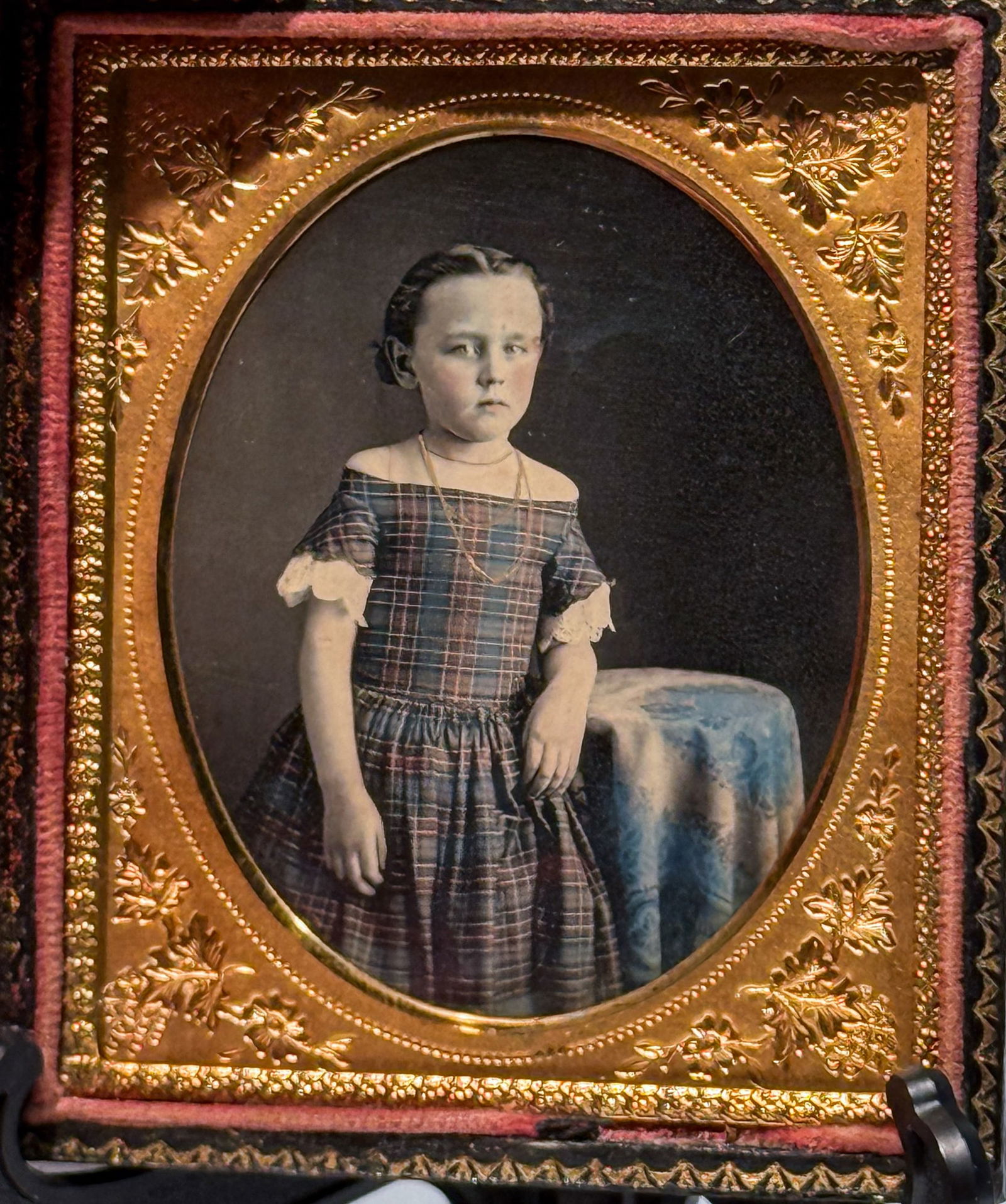 Daguerreotype of Young Girl in Tinted Plaid Dress (1 of 2)