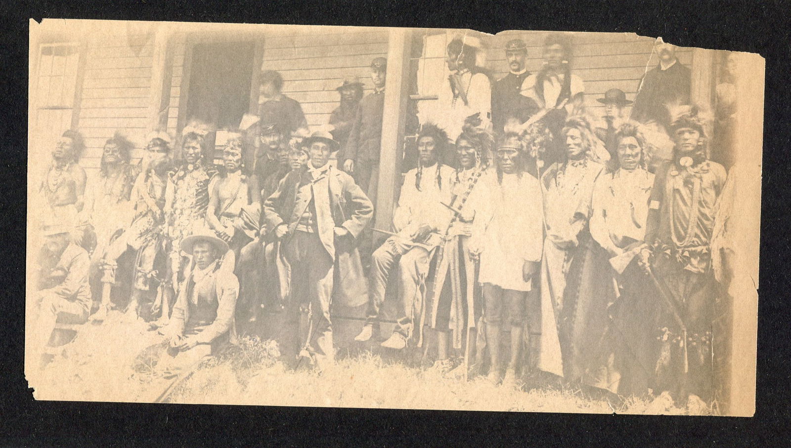 19th-Century Group Portrait of Native Delegation and U.S. Military Personnel, Albumen Print (1 of 1)