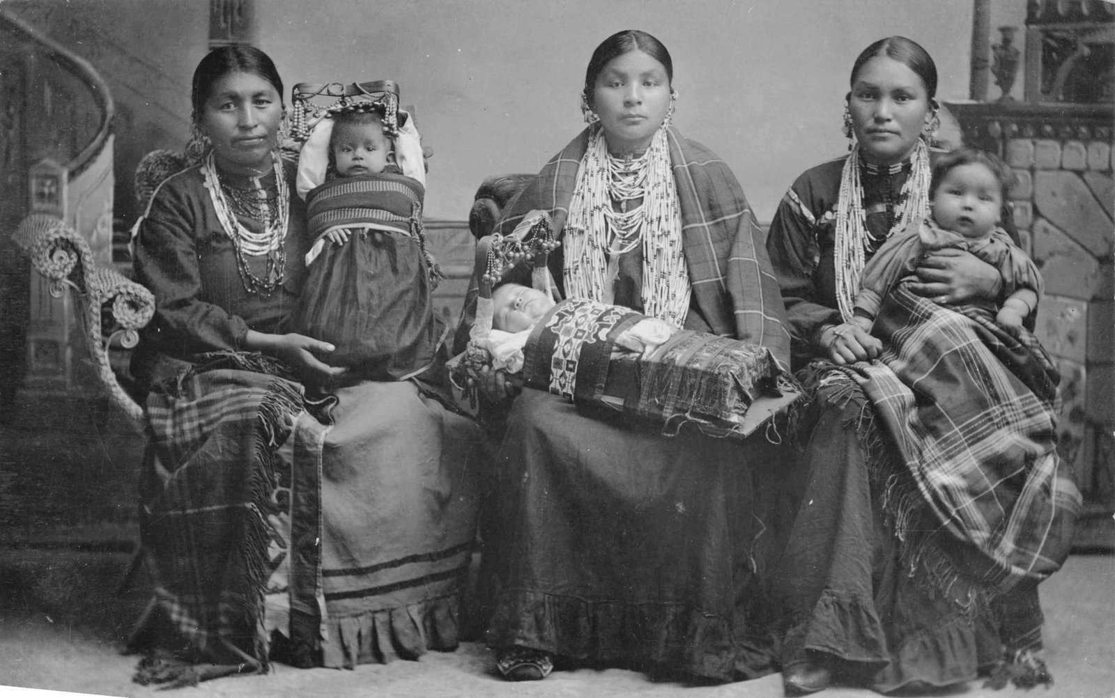 Real Photo Postcard, Native American Women with Infants (1 of 1)