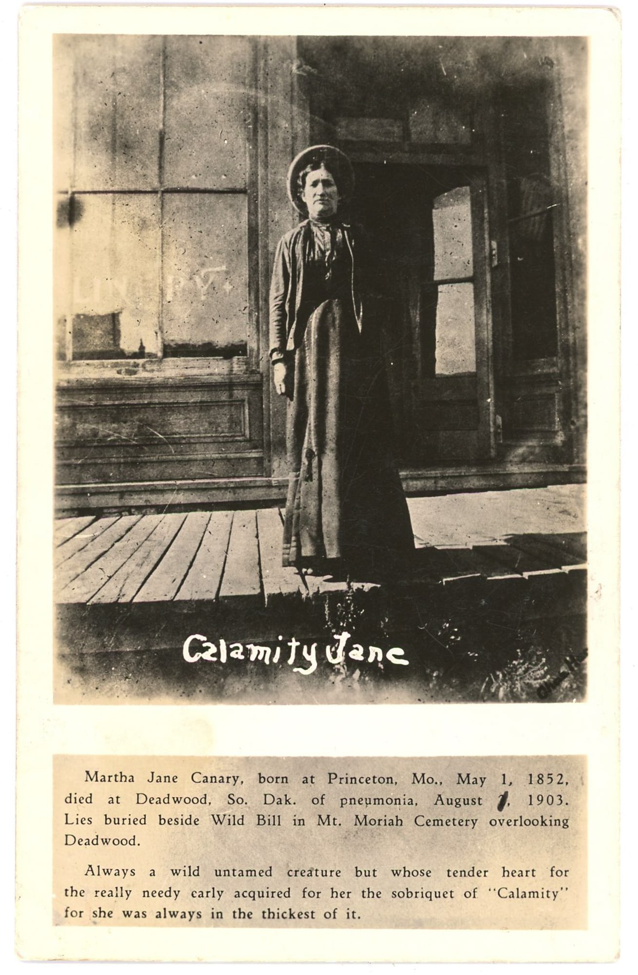 RPPC Portrait of Calamity Jane, Deadwood South Dakota (1 of 2)