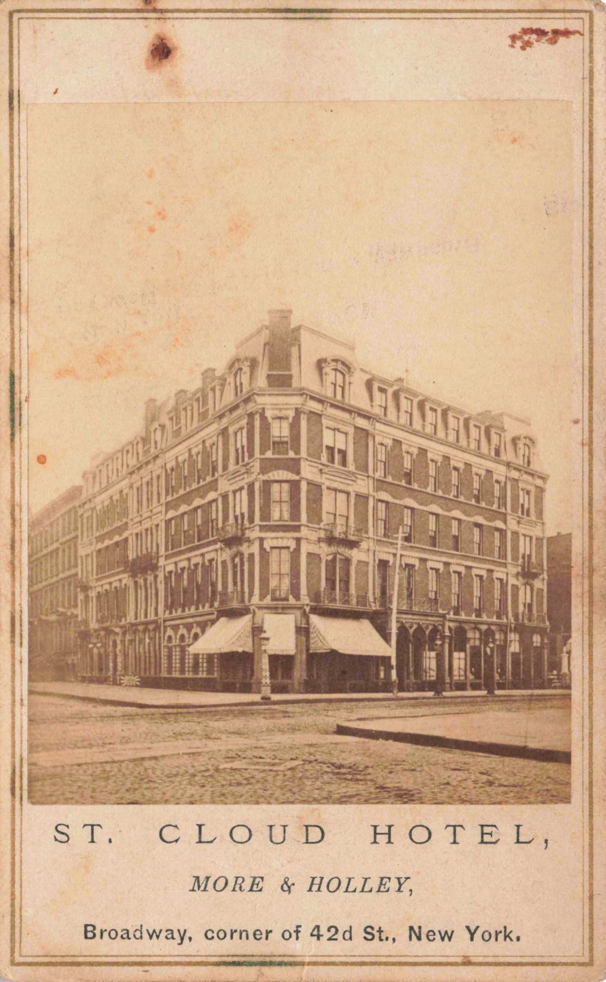 St. Cloud Hotel, Broadway & 42nd Street, Albumen CDV (1 of 1)