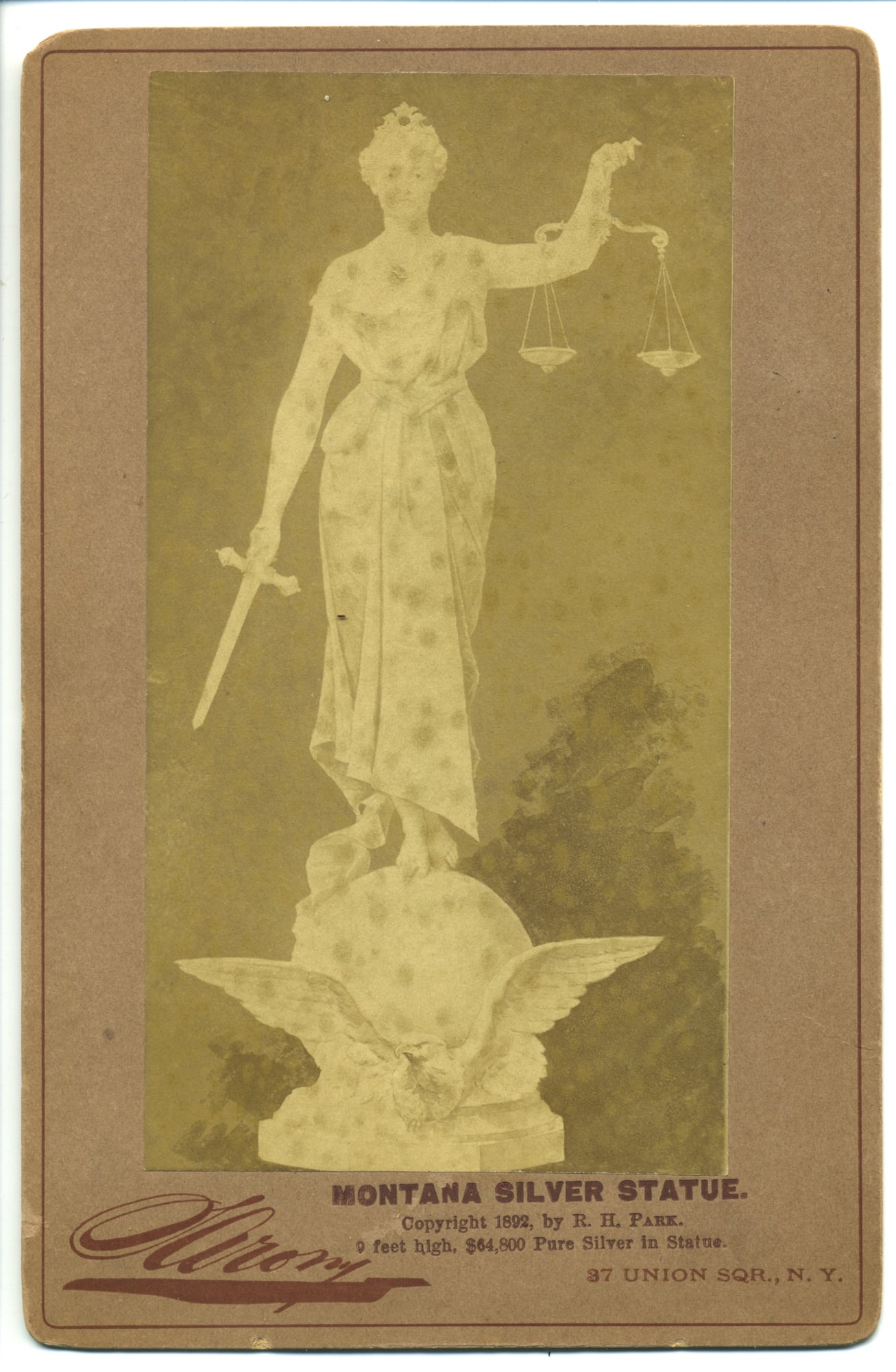 Montana Silver Statue Cabinet Card by Sarony (1 of 1)