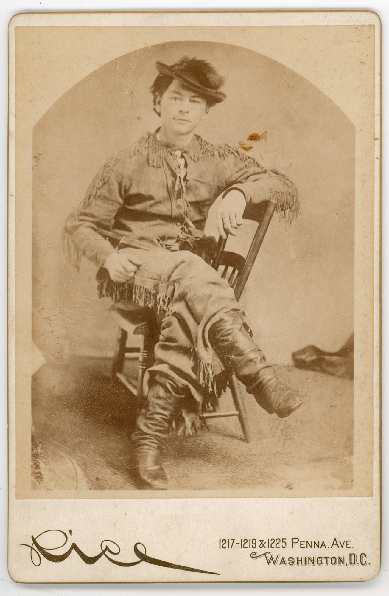 Scout in Buckskins, Cabinet Card Albumen Print, Washington, D.C. (1 of 2)