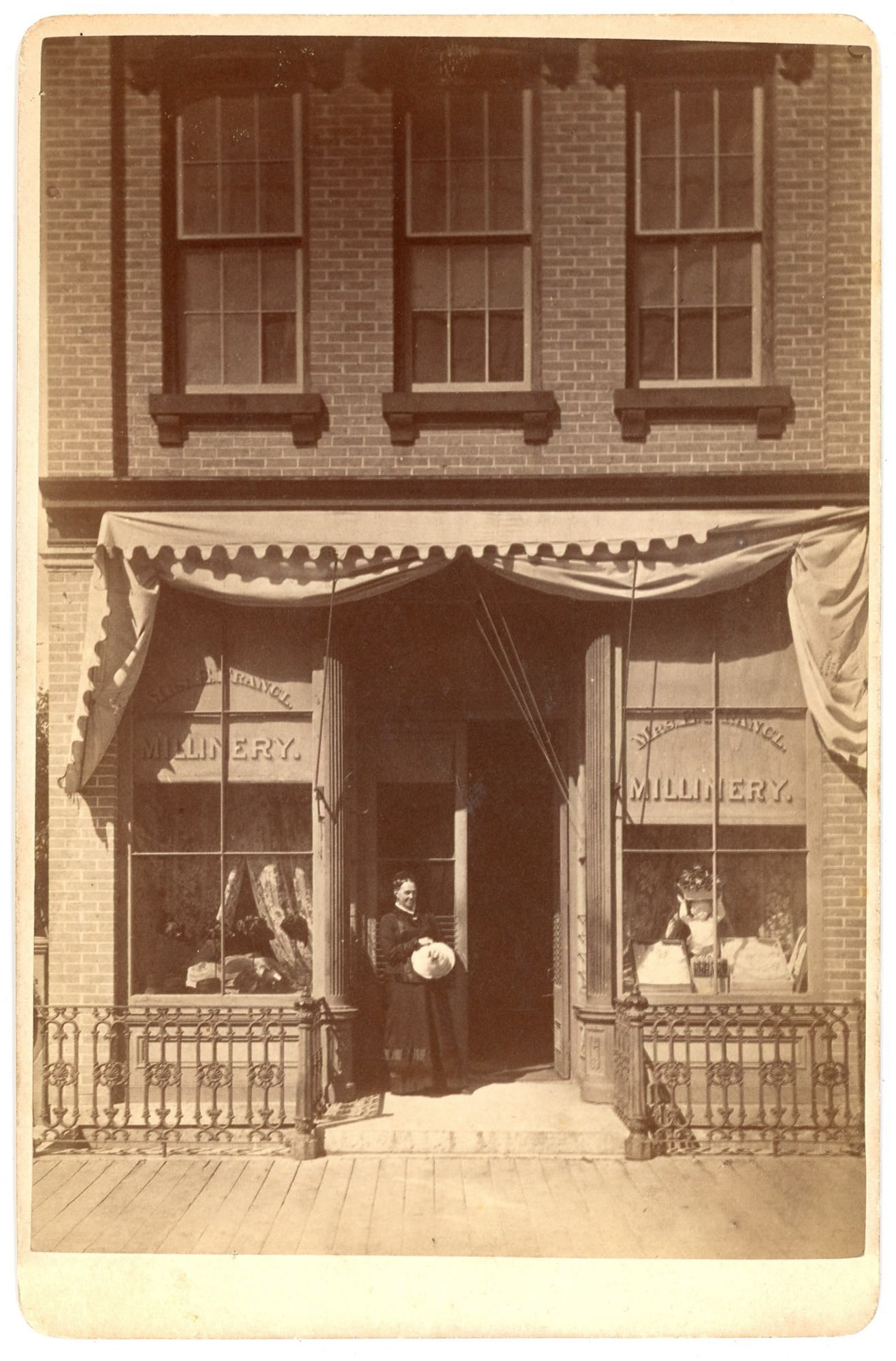 Rare Cabinet Card Millinery Shop Front With Female Milliner (1 of 1)