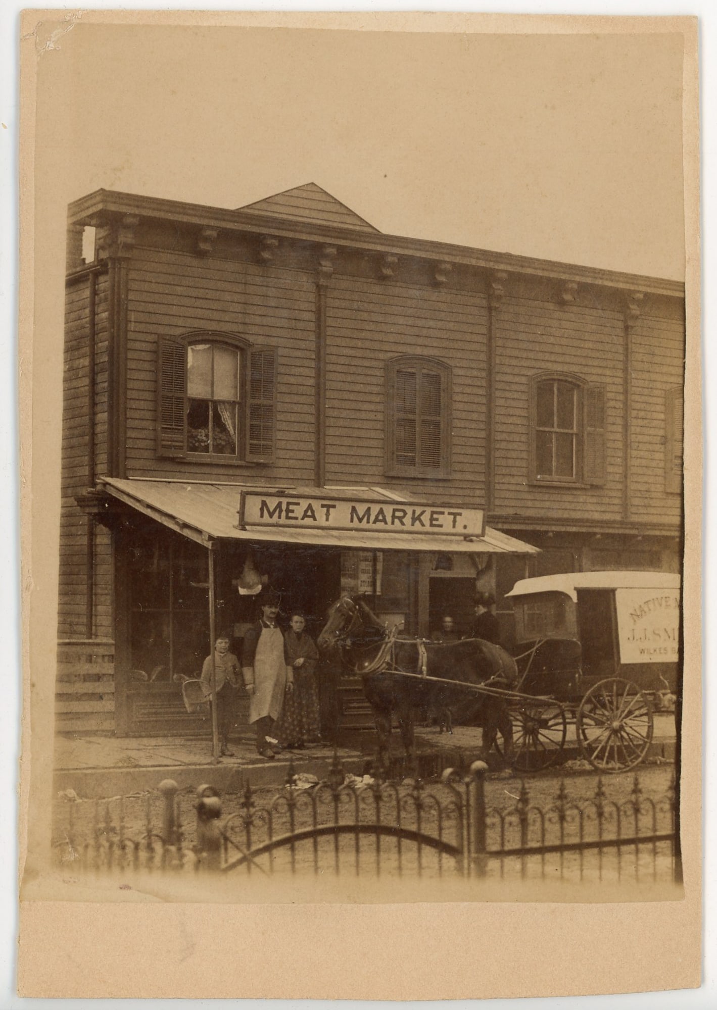 Cabinet card Meat Market and Delivery Wagon, Wilkes-Barre, PA (1 of 1)
