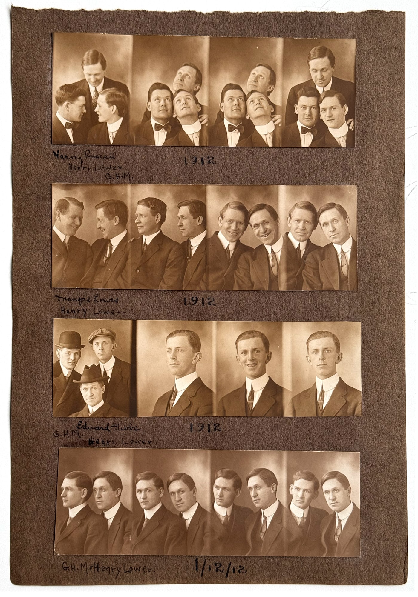 Album Page with Multi-Strip Portraits, 1912–1913 (1 of 2)