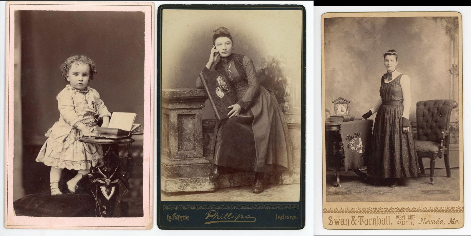 Three Cabinet Cards with Photograph Albums (1 of 2)