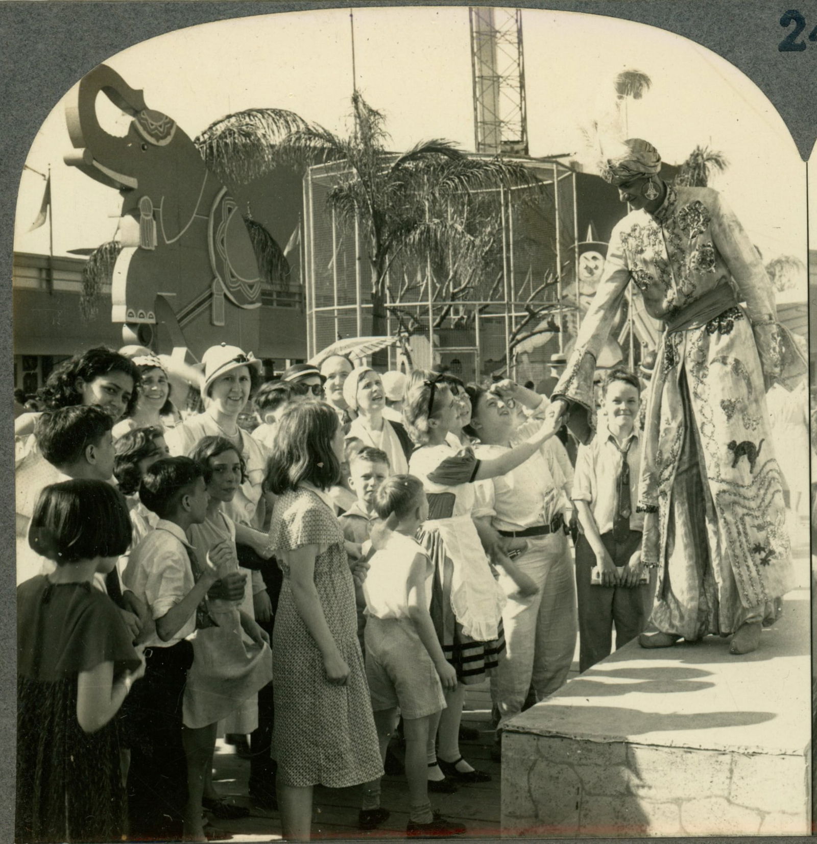 Enchanted Island – Alice & Giant – Chicago 1933: Stereoview titled “Enchanted Island Where Fairy Tales Come True: Alice in Wonderland and Giant, a Century of Progress, Chicago, 1933.” Published by Keystone View Company. Image shows a costume