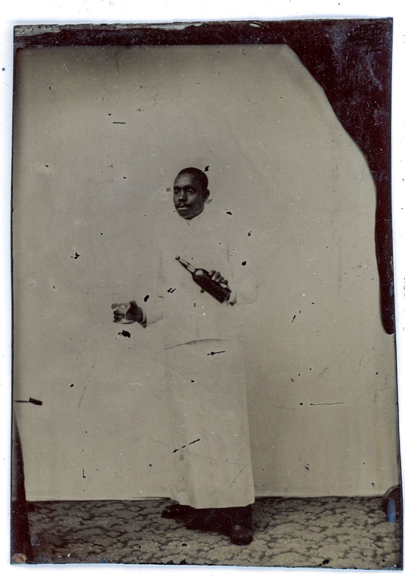 Tintype, Unidentified African American Wine Steward With Bottle (1 of 1)