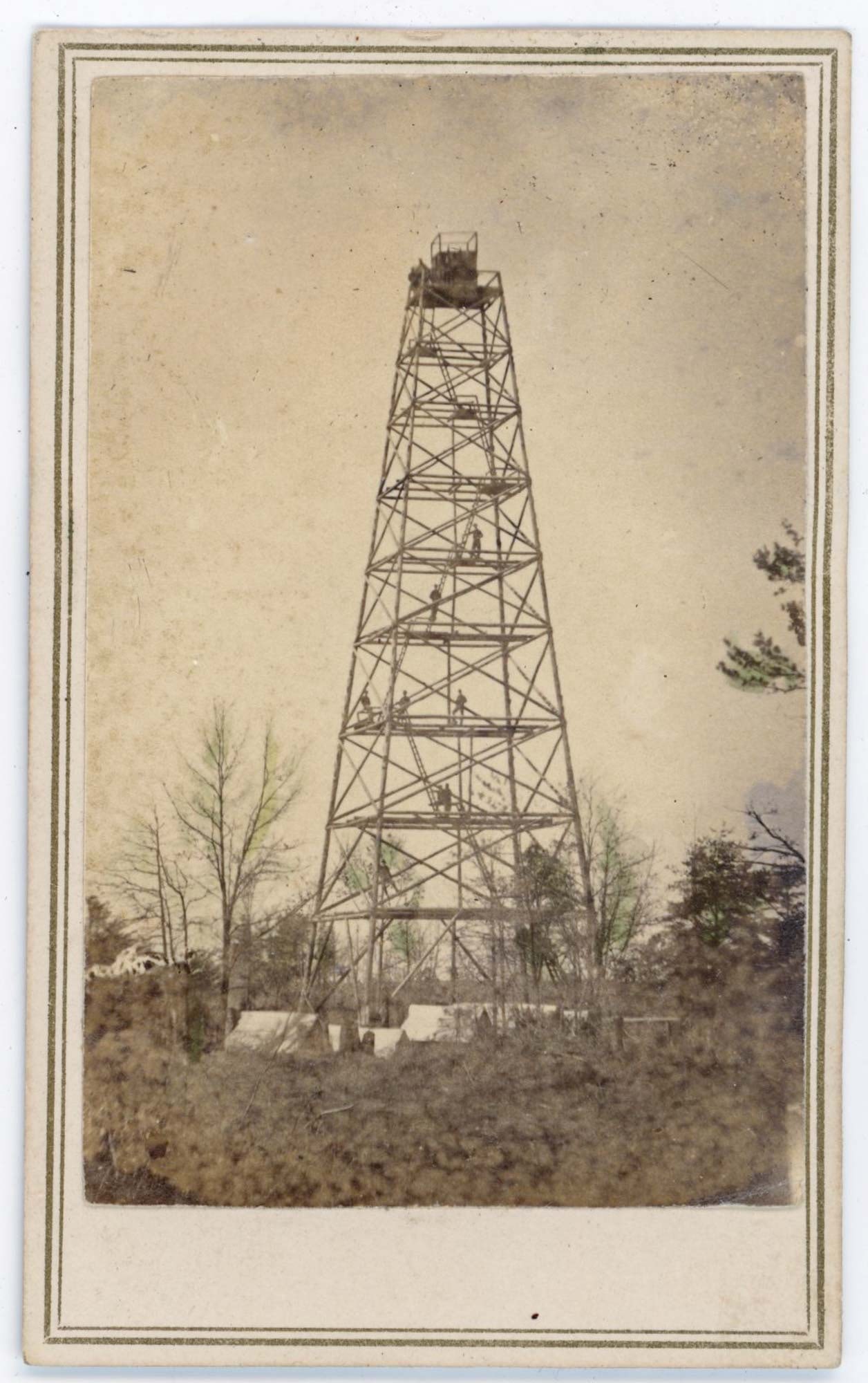 CDV, Crow's Nest Signal Tower, Union Army, James River, 1864 (1 of 2)
