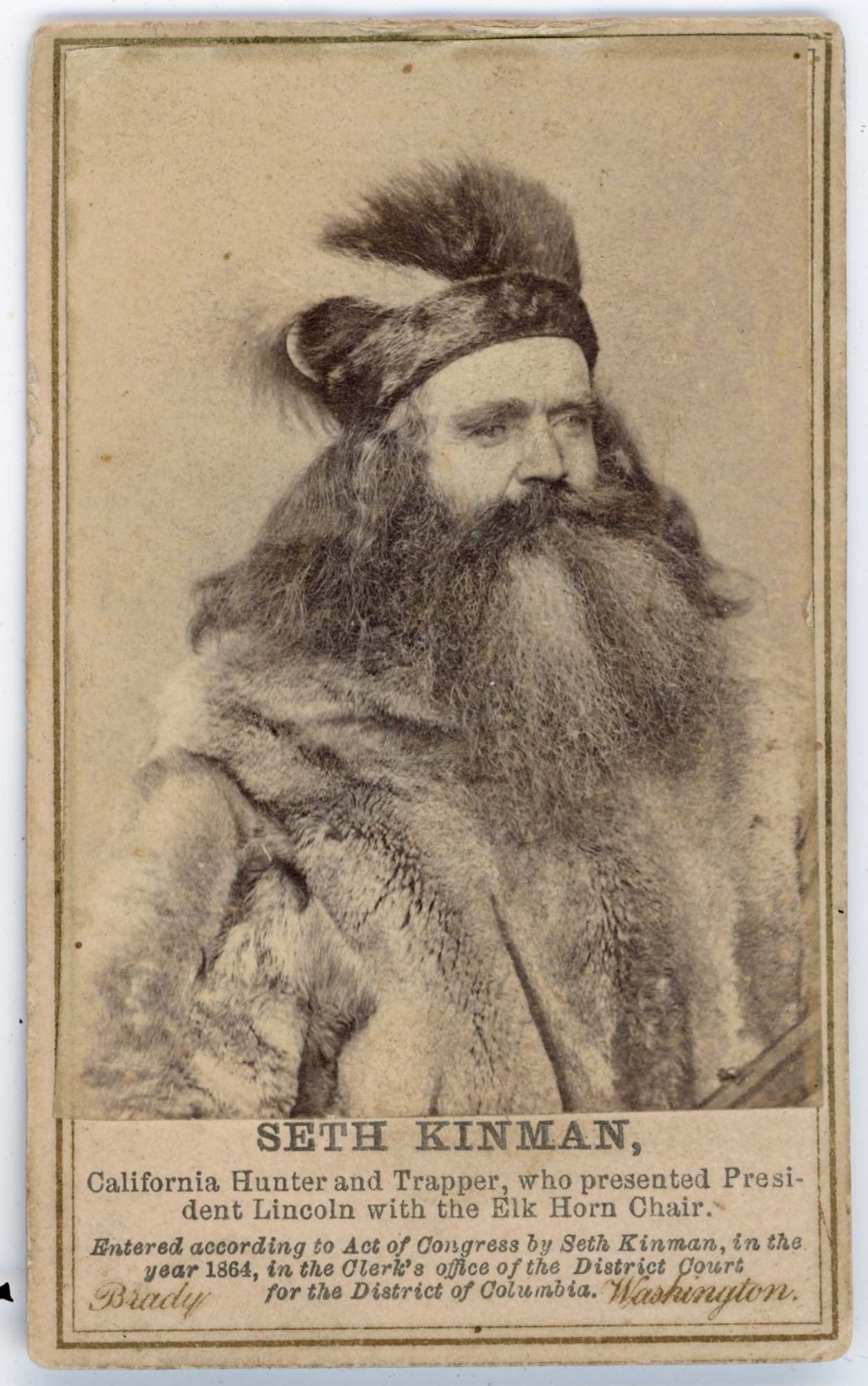 CDV, Seth Kinman, California Hunter and Trapper, Brady, 1864 (1 of 2)