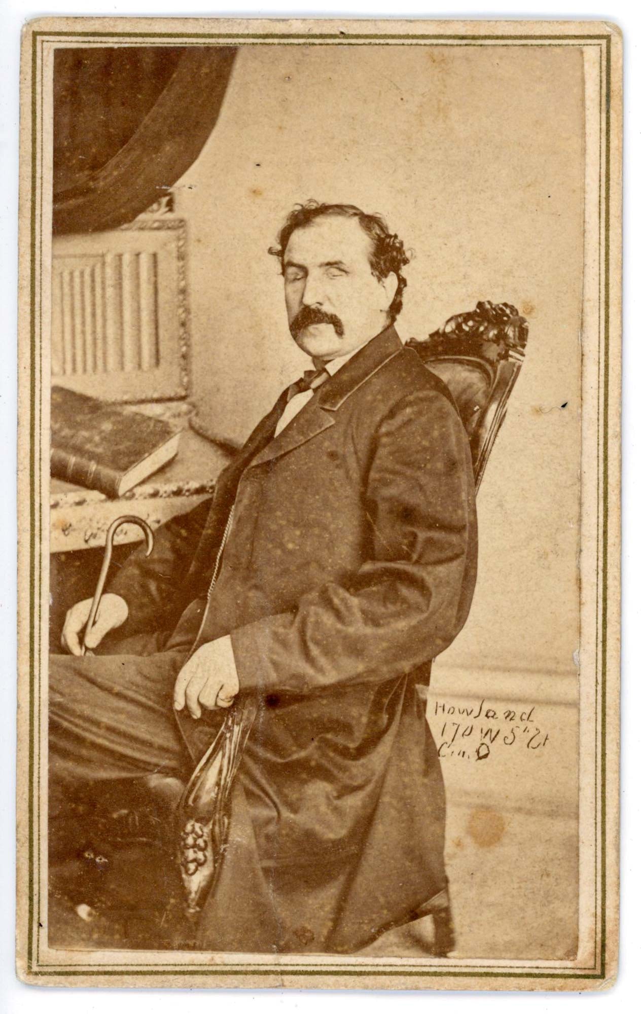 CDV, Blind Man L. D. Sine, Pioneer of Gift Enterprises, Cincinnati (1 of 2)
