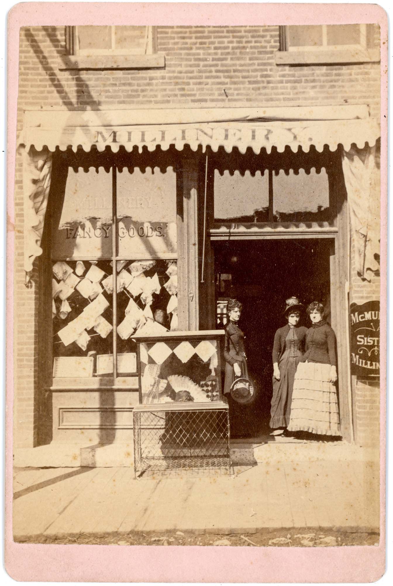 Cabinet Card, McMurray Sisters Millinery & Fancy Goods Storefront (1 of 2)