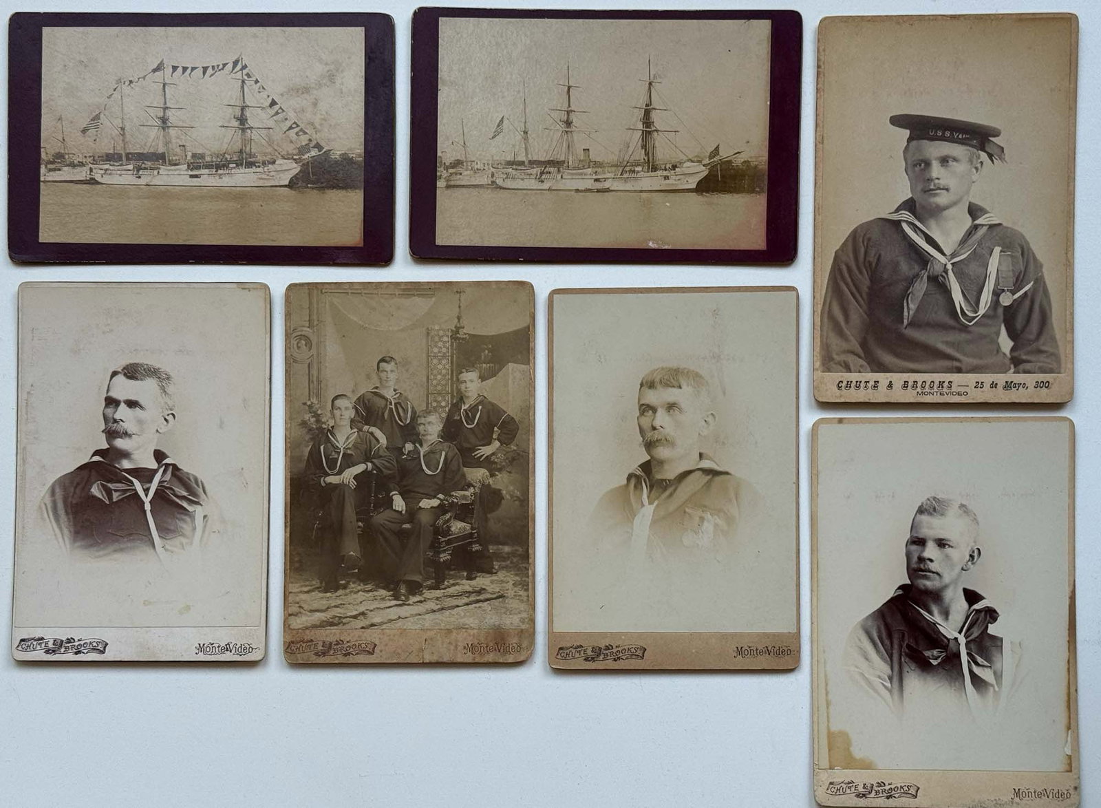 25 Cabinet Cards, USS Yantic and USS Castine Crew, Montevideo (1 of 8)