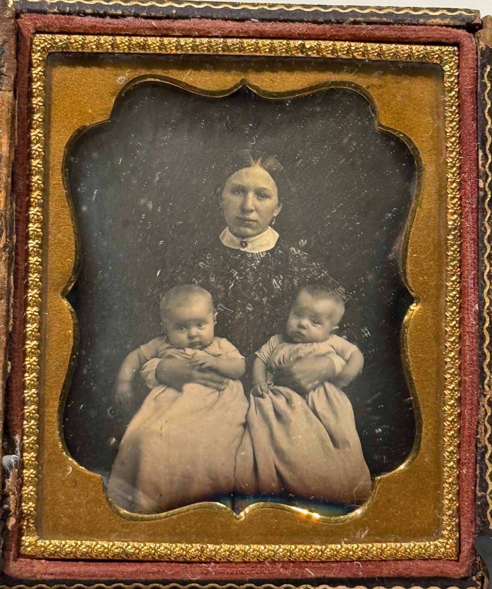 Daguerreotype, Woman with Twin Infants, Herring Family (1 of 3)