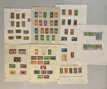 Ethiopia Stamp Collection 1919-1958, Lot of 7 Pages: A6, A9, A12, A18 FEATURED: Lion of Judah, lilac brown, unused, Ethiopia Red Cross Stamps Lot of 19 1937 A39 Full Set, Airmail 1931 Full Set unused, Ethiopia Stamps 1919-1953. A18 Empress Waizeri Zaudi