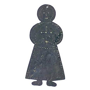 Metal Christian Priest Talisman Ornament: Orthodox Christian priest talisman, ornament or pendant. Hammered and punch metal. Bronze patina.Dimensions: 1.5" x 3.25"