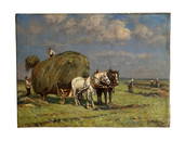 Herman Bahner (German), "Farmers". Oil on canvas. 1921