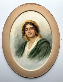 Vittorio Tessari - Portrait of a Woman - Watercolor on Art Board - Signed