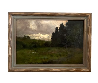 William Keith, Oil on art board, wood frame. Signed by artist.