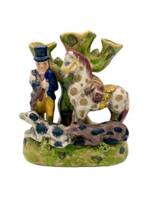 Staffordshire Porcelain Hunting Dog and Horse Scene, 19th c