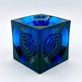 Viking Glass Bullseye Candle Votive Cube Candleholder