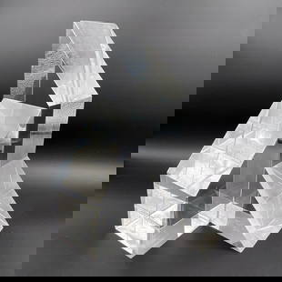 Acrylic 3 Piece Triangular Sculptures: Acrylic/Lucite 3 Piece Triangular Sculptures. Large Triangle 9.5&rdquo; x 3&rdquo; x 3&rdquo;, Medium 6.25&rdquo; x 3&rdquo; x 3&rdquo;, Small 2.25&rdquo; x 3&rdquo; x 3&rdquo;. Total Weight: 5 lb 12