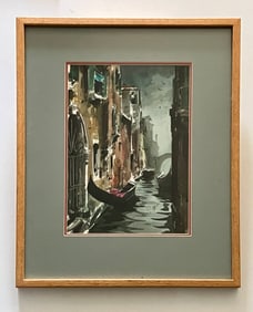 P. Vasco (attributed), Untitled (Venice Canal Scene) Watercolor and Pencil, 1972