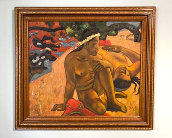 Oil Painting reproduction of "Are You Jealous?" in the style of Paul Gauguin