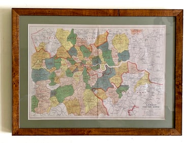 Greater London Electric Supply Color Reference Map, c 1912