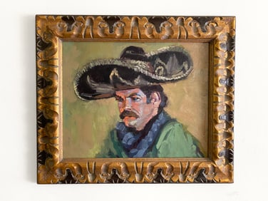 Man in Sombrero Portrait Oil Painting
