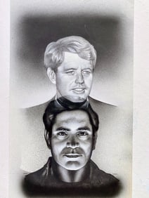 RFK and Sirhan Sirhan black and white pencil and airbrush – 12x8 Photo Proof (2)