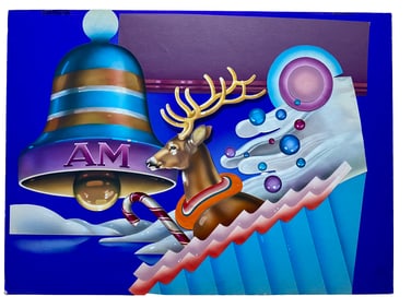 KABC AM Los Angeles Christmas Bell & Reindeer Holiday Graphic