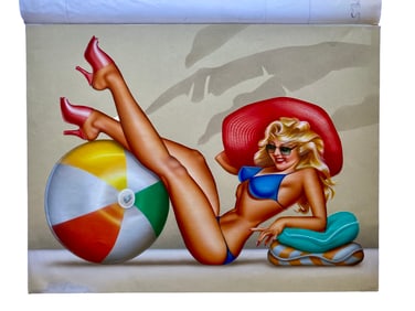 KABC AM Los Angeles “Best of LA" Bikini Babe & Beach Ball Graphic, Layered Colored Pencil,