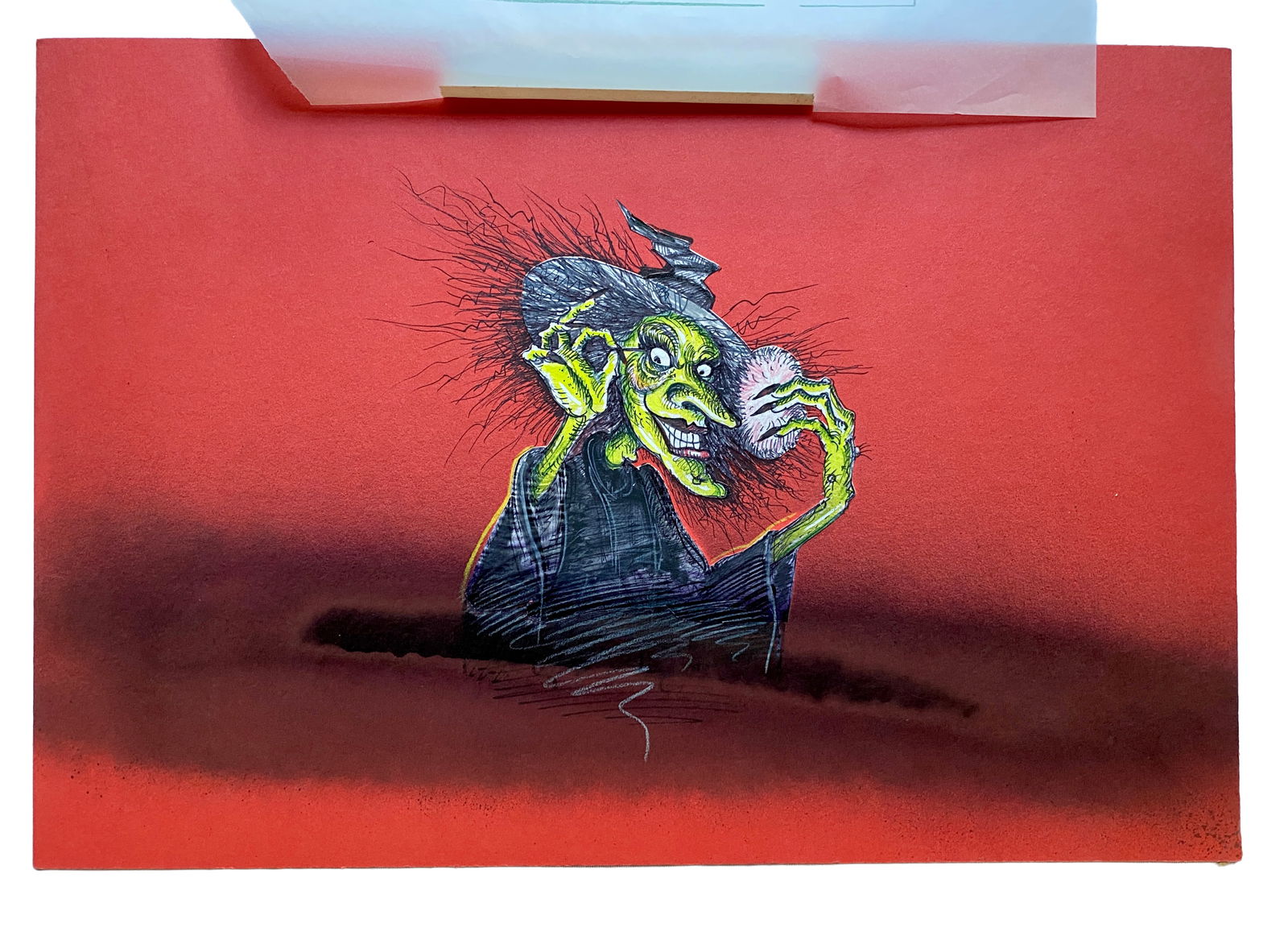 Holloween Witch Applying Eyeliner Graphic: Holloween Witch with Eyeliner | 11.25 x 16.5 3.5 oz