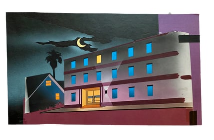 KABC Late Night Movie Graphic, Prospect Ave Studio Graphic. Colored Pen, Acrylic, Airbrush Composite